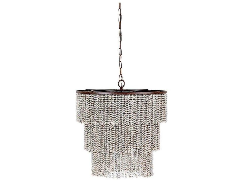 Etienne 4-Light Tiered Beaded Chandelier in Antique White Dusty Slate and Rust