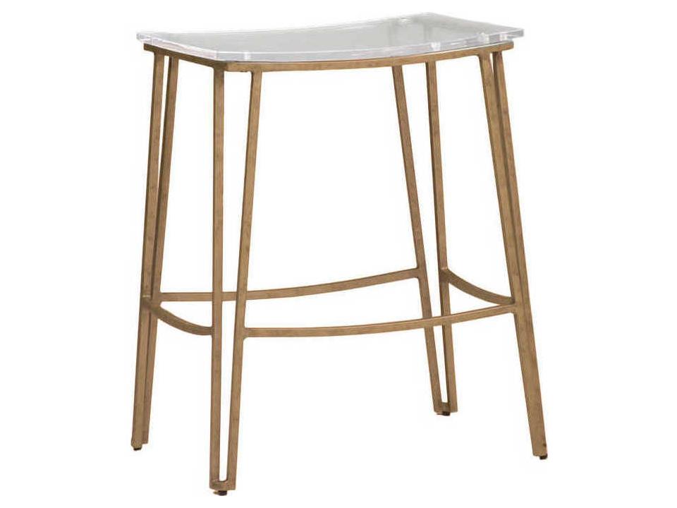 Pierce Backless Counter Height Stool Antique Gold with Clear Acrylic Seat