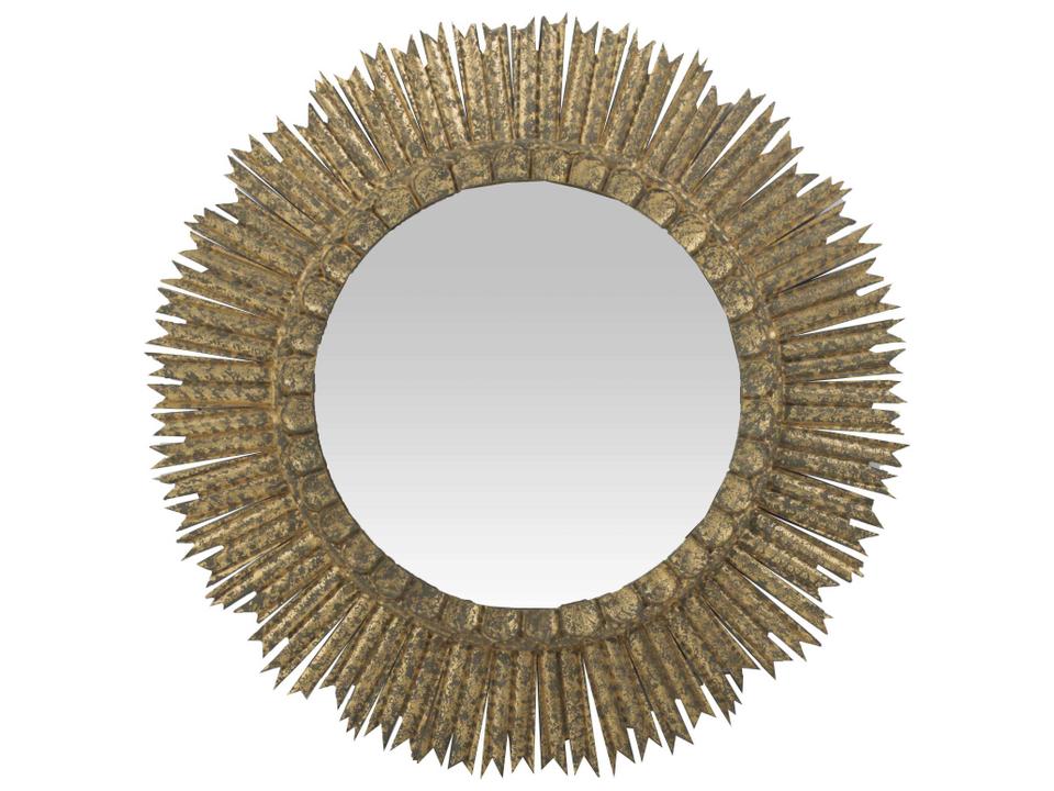 Ramona Sunburst Wall Mirror in Antique Textured Gold