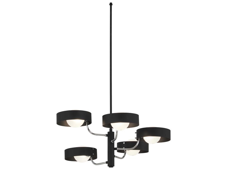 5-Light Lift Off Chandelier Sand Coal Polished Nickel