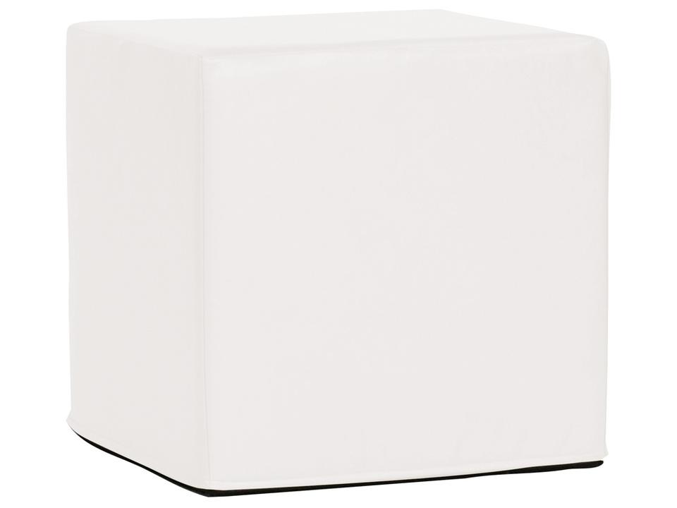 Atlantis 17-Inch Square No-Tip Ottoman with White Marine-Grade Faux Leather