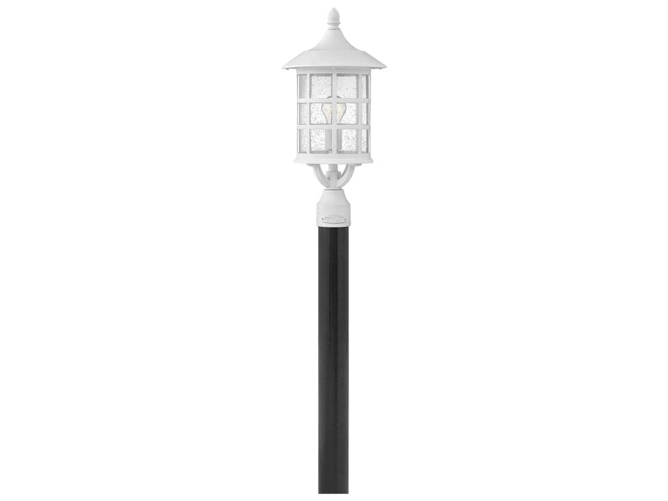 Freeport 1-Light Outdoor Post Light in Textured White with Clear Seedy Glass