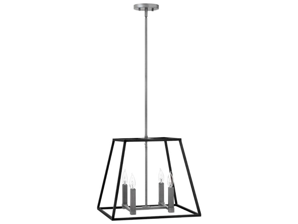 Fulton 4-Light Open Frame Pendant Light in Aged Zinc and Antique Nickel