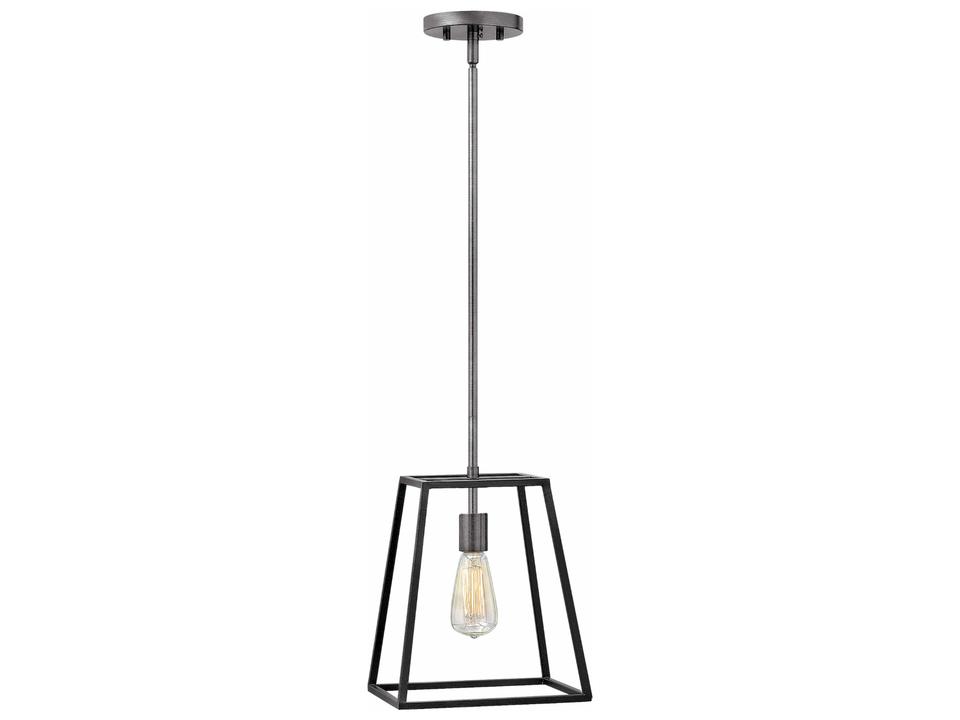 Fulton 1-Light Open Frame Pendant in Aged Zinc with Antique Nickel Accents