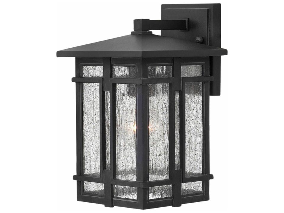 1-Light Tucker Outdoor Wall Light in Museum Black with Clear Seedy Glass