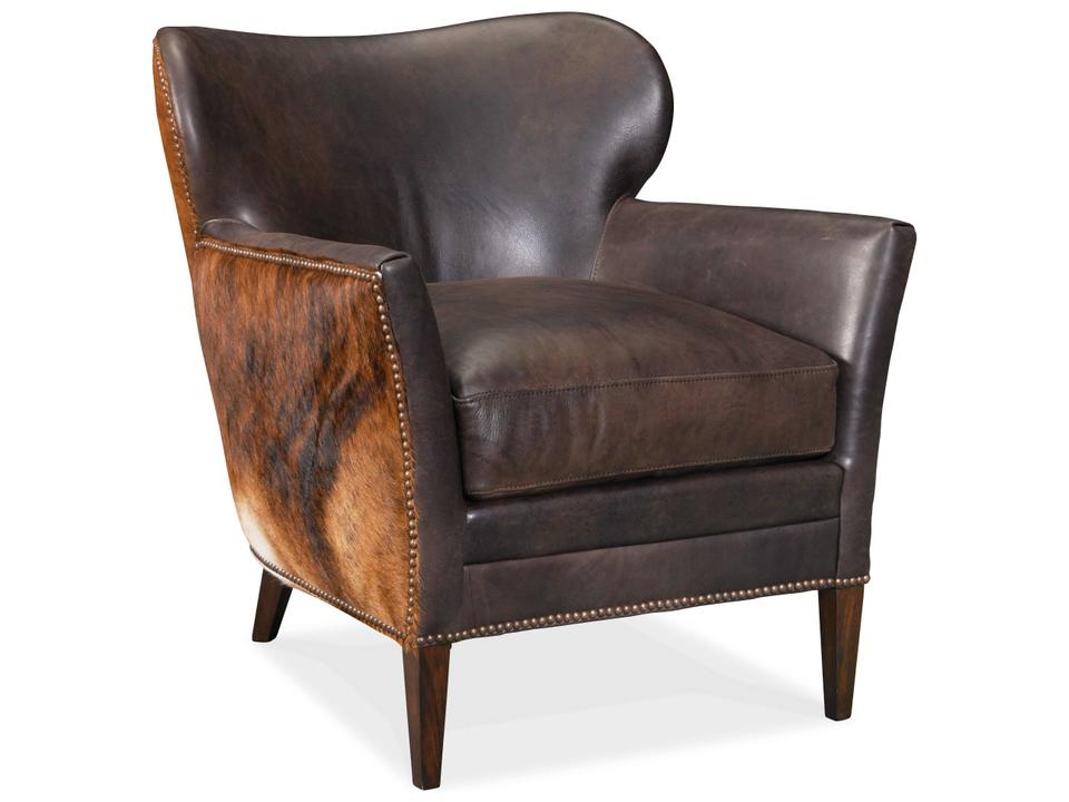 Kato Leather Accent Chair with Hair-on-Hide and Nailhead Trim