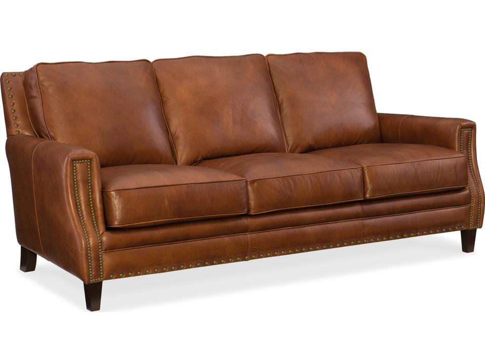 Exton 3-Seat Aniline Leather Sofa in Old English Saddle