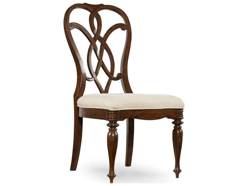 Leesburg Splatback Upholstered Dining Side Chair in Mahogany Finish