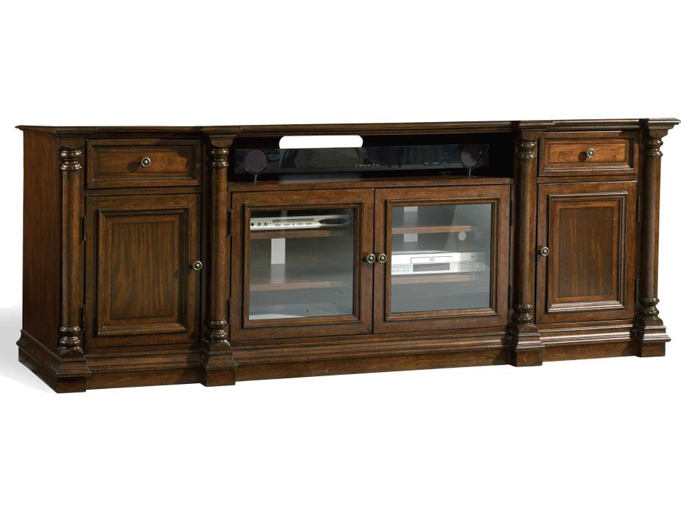 Leesburg 84-Inch Traditional Mahogany Entertainment Console with Power Outlet