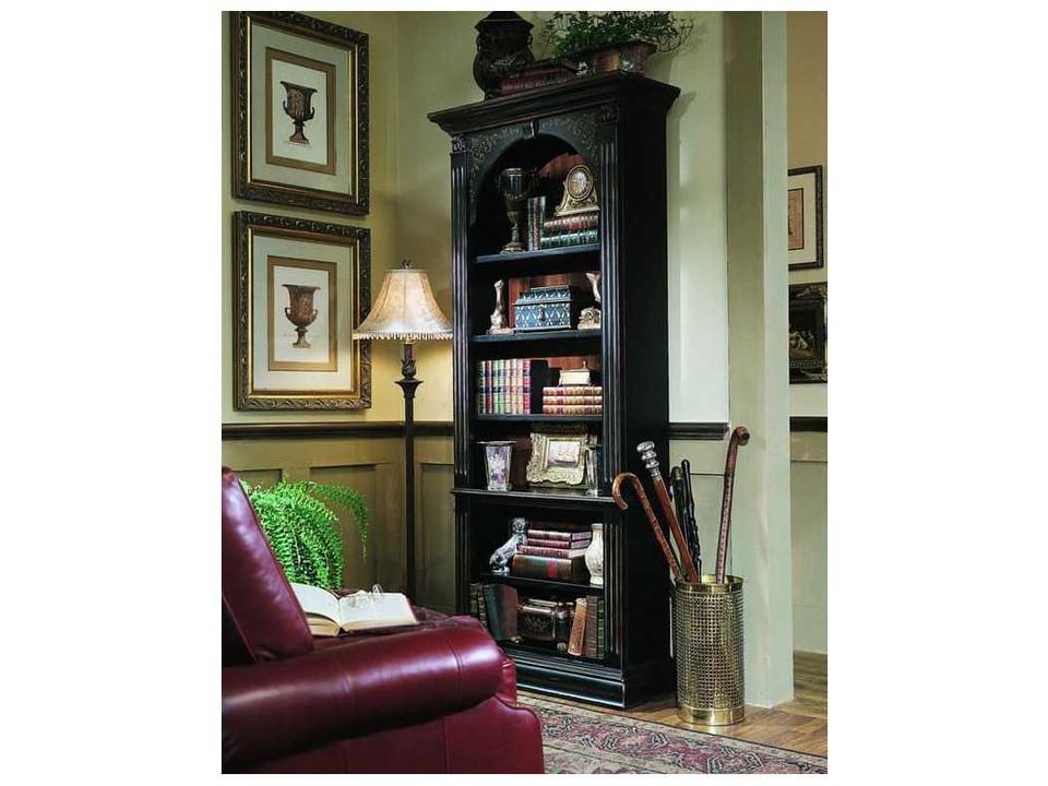 Melange Black Bookcase with Gold Accents and Adjustable Shelves