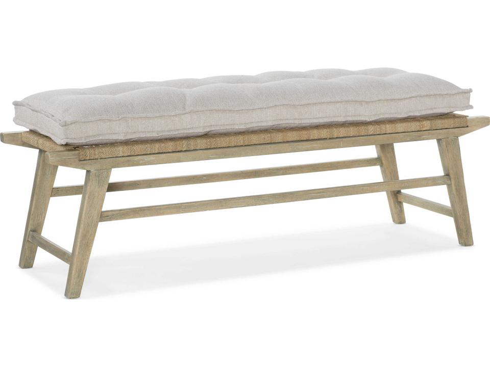 Surfrider Bed Bench with Woven Rope Seat and Driftwood Finish