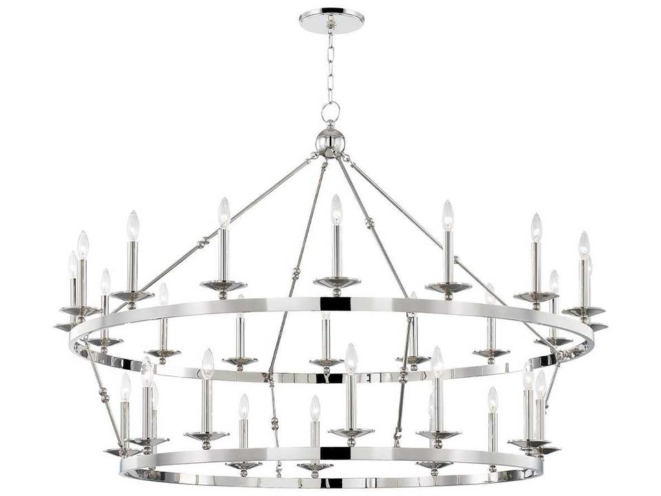 Allendale 28-Light Polished Nickel Candelabra Round Tiered Chandelier