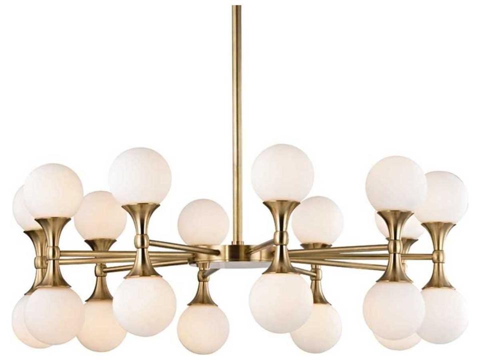 Astoria 20-Light Aged Brass Glass LED Globe Geometric Round Chandelier
