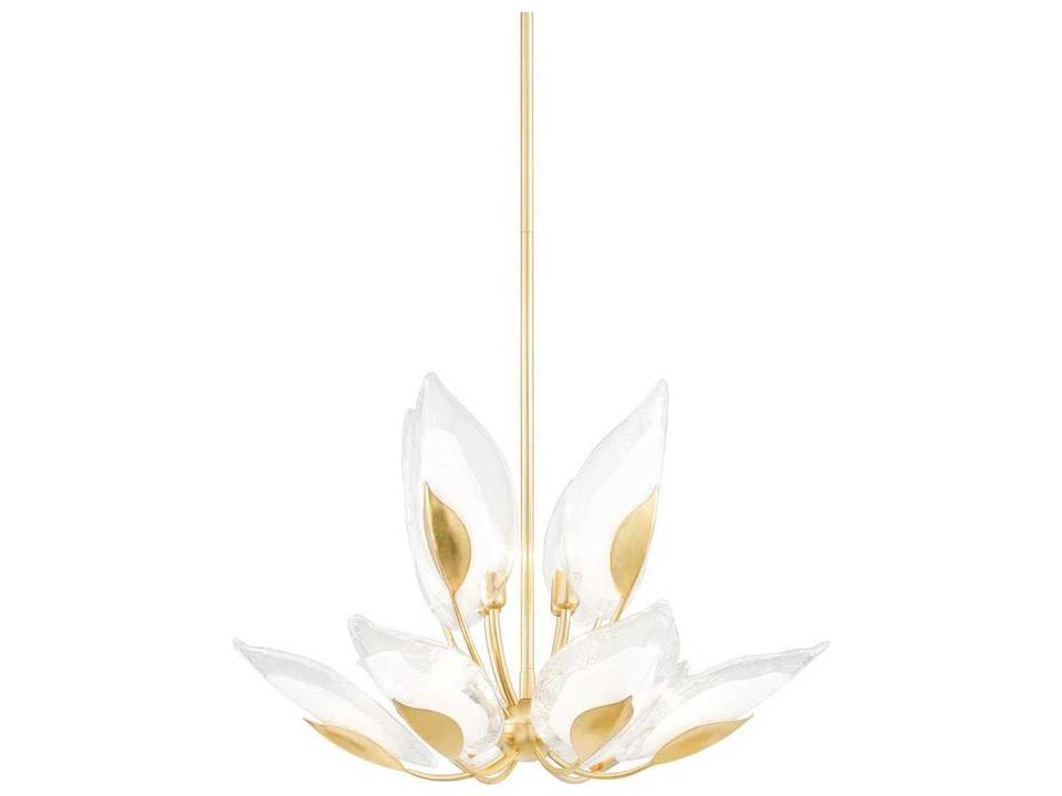 Blossom 10-Light Gold Leaf Glass Candelabra Round Tiered Chandelier