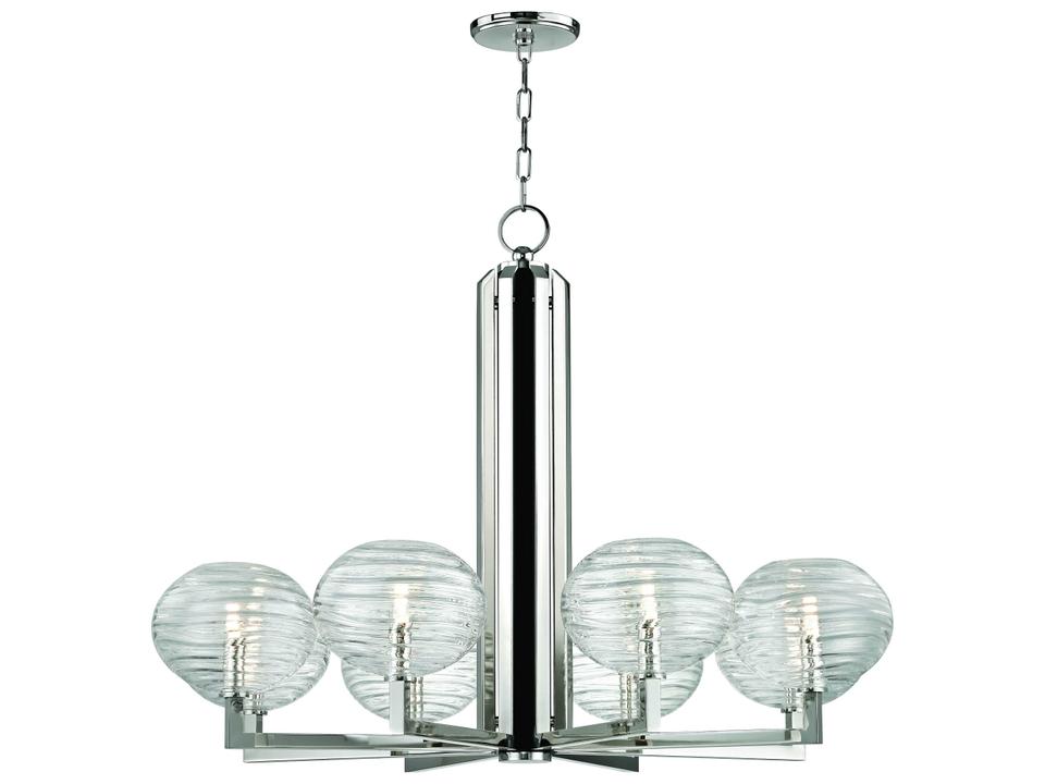 Breton 8-Light Polished Nickel Clear Glass LED Globe Geometric Round Chandelier
