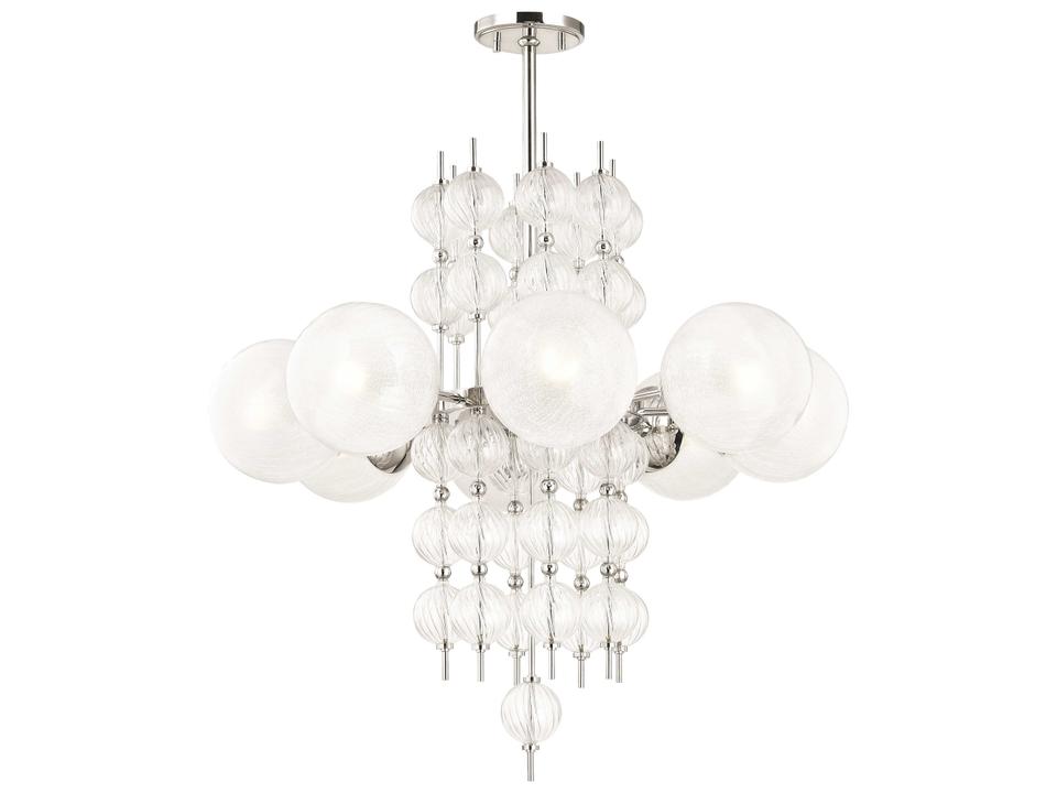 Calypso 8-Light Polished Nickel Clear Glass Globe Geometric Round Chandelier