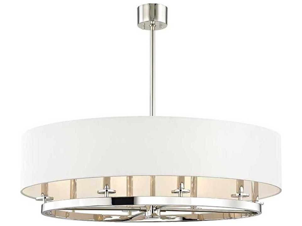 Durham 8-Light Polished Nickel Off White Candelabra Drum Chandelier