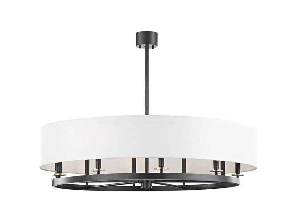Durham 10-Light Aged Old Bronze Round Chandelier with Off White Shade