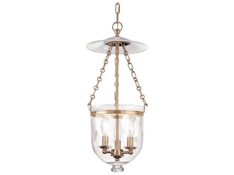 Hampton 3-Light Aged Brass Clear Glass Bell Candelabra Chandelier