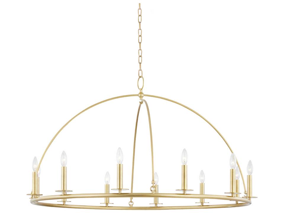 Howell 12-Light Aged Brass LED Candelabra Round Tiered Chandelier
