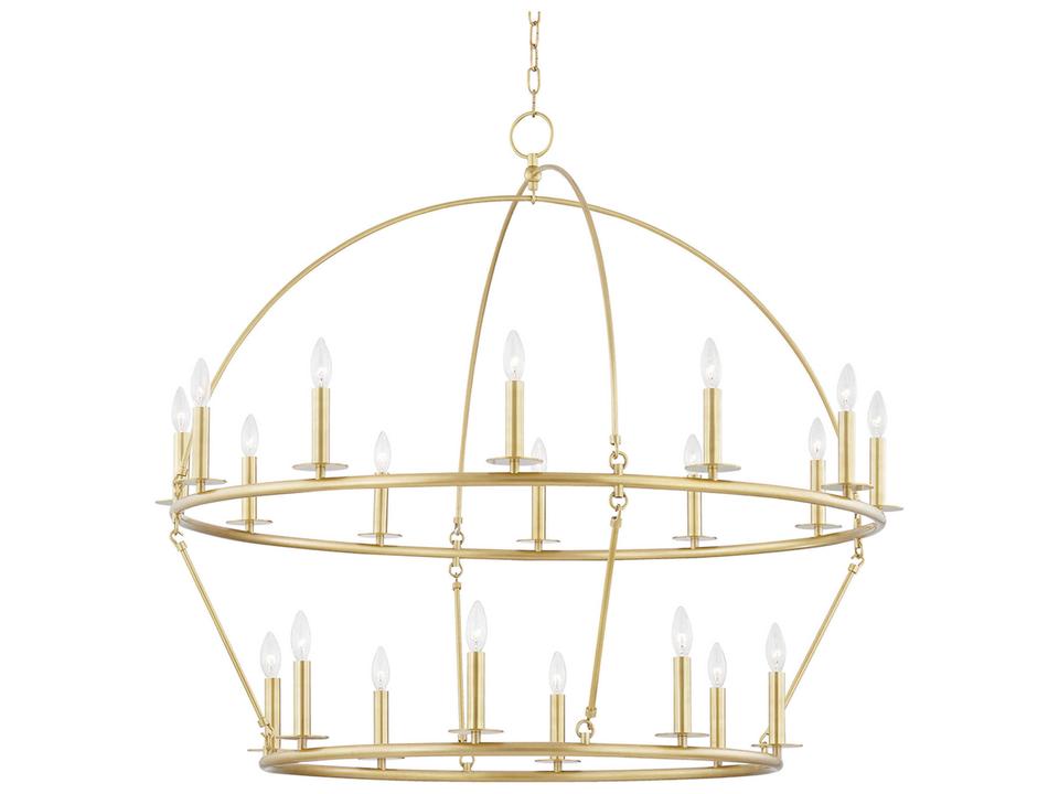 Howell 20-Light Aged Brass LED Candelabra Round Tiered Chandelier