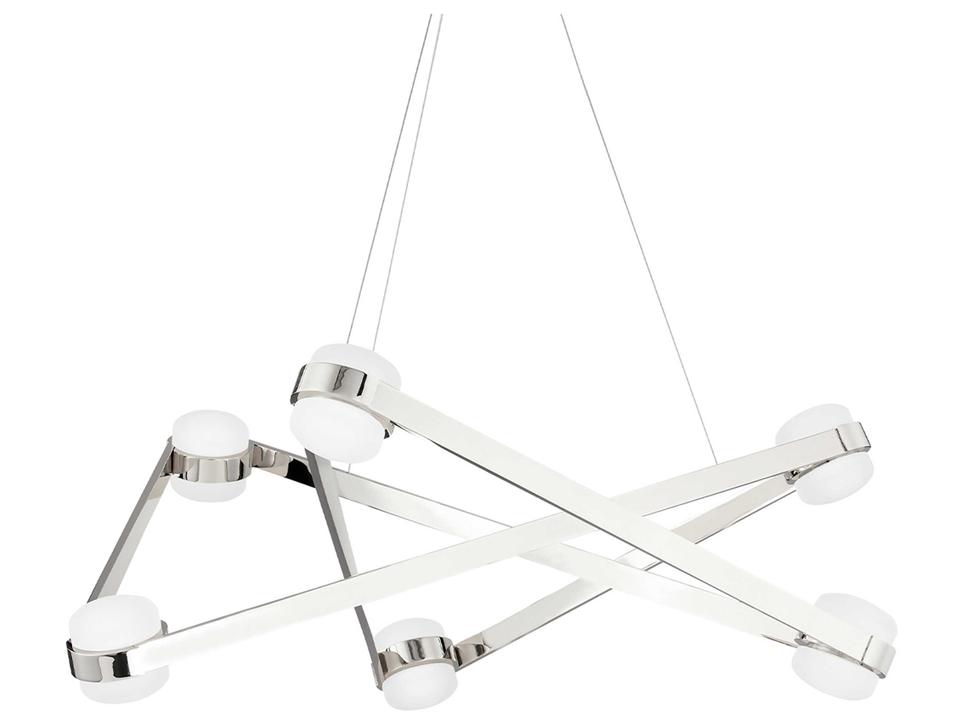 6-Light Orbit LED Geometric Chandelier in Polished Nickel