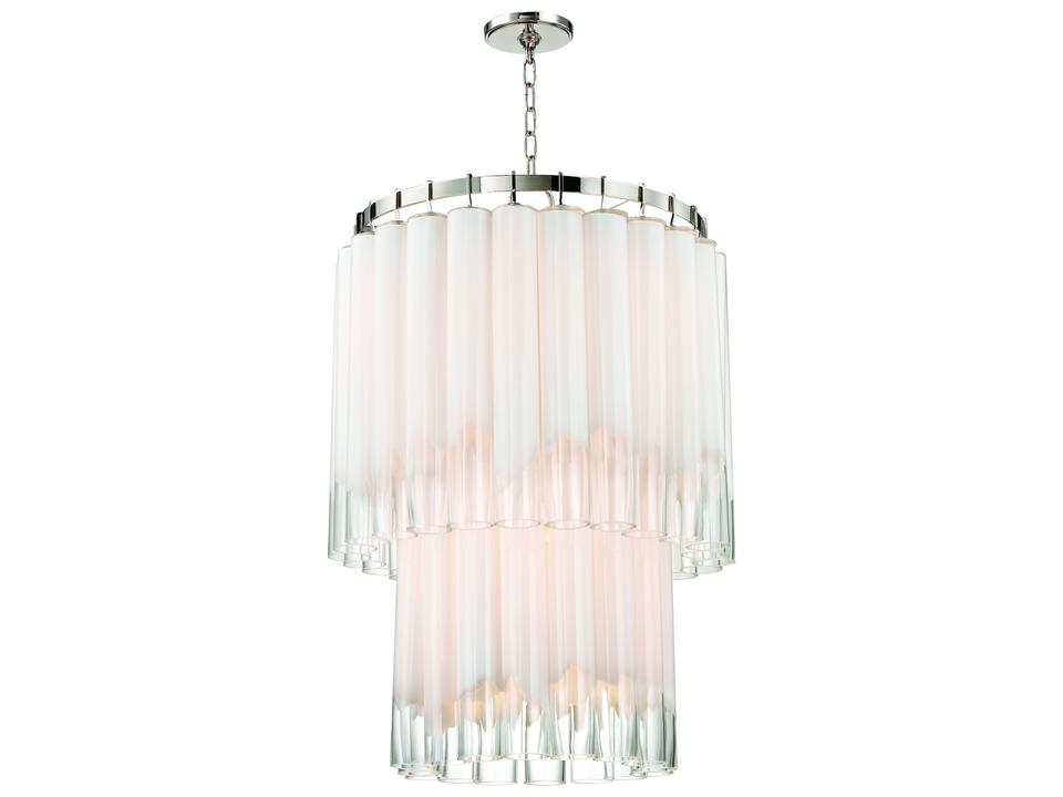 Tyrell 9-Light Polished Nickel Clear Crystal Glass Candelabra Cylinder Drum Chandelier