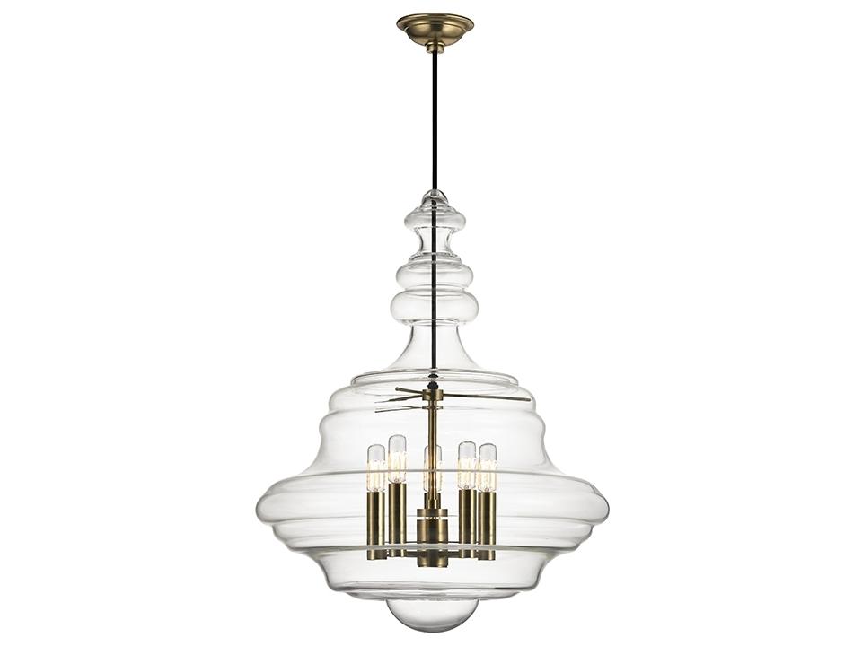 Washington Pendant Light Aged Brass Clear Glass