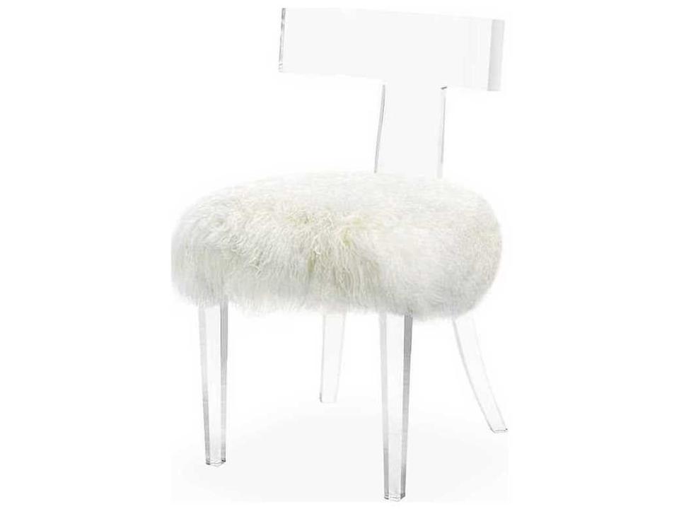 Tristan Klismos Chair Ivory Sheepskin Accent
