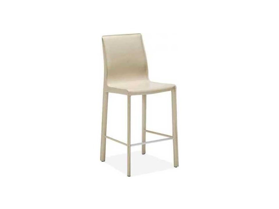 Jada Counter Stool in Sand Leather and Brushed Steel