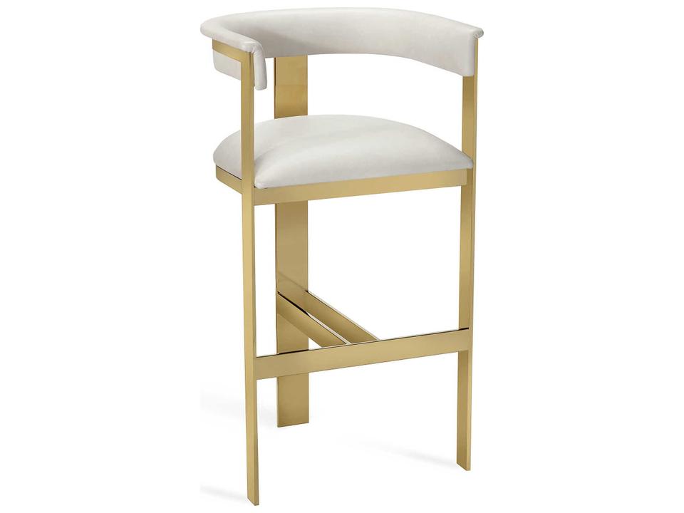 Darcy Leather Shiny Brass Buff Cream Bar Stool