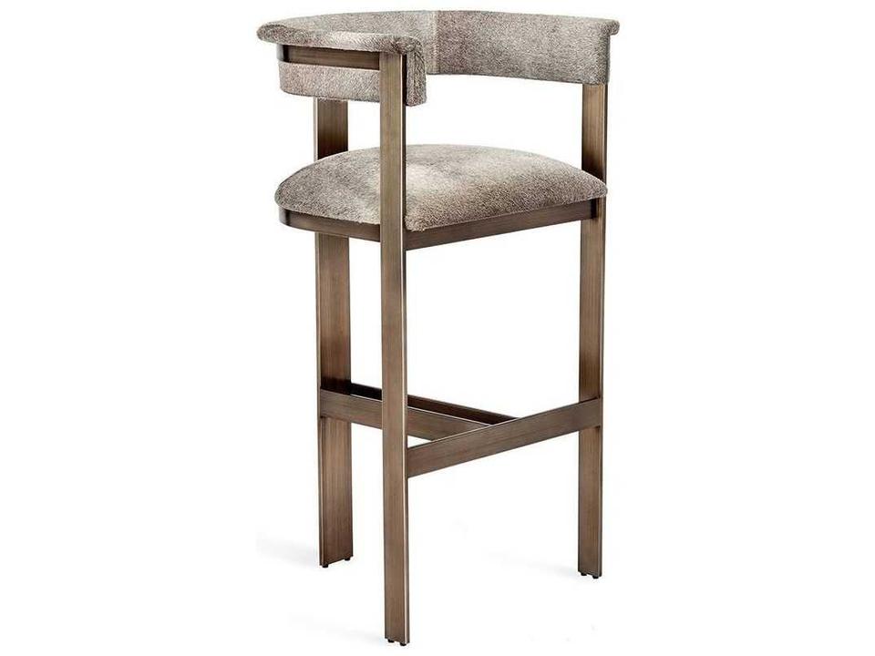 Darcy Leather Bar Stool in Antique Bronze and Natural Grey