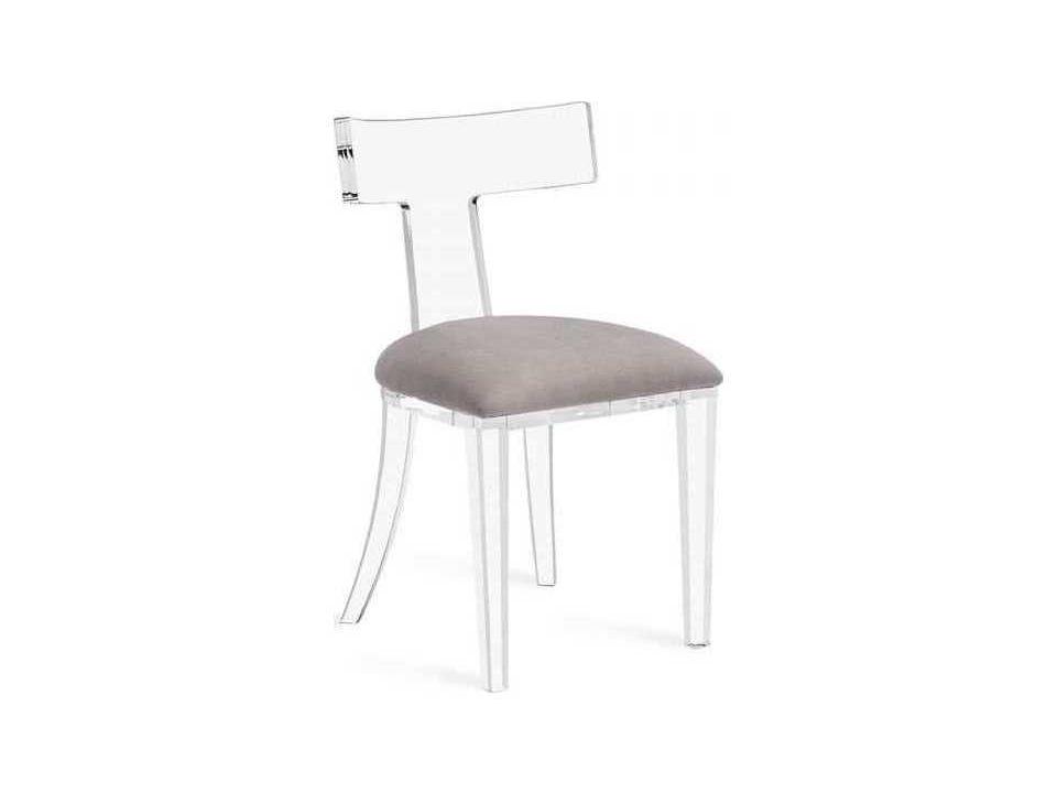 Tristan Upholstered Dining Side Chair in Clear Acrylic and Nimbus Grey Velvet
