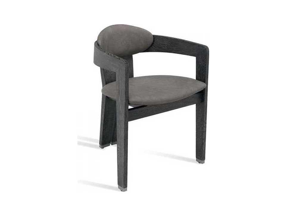 Maryl Modern Faux Leather Dining Armchair in Charcoal