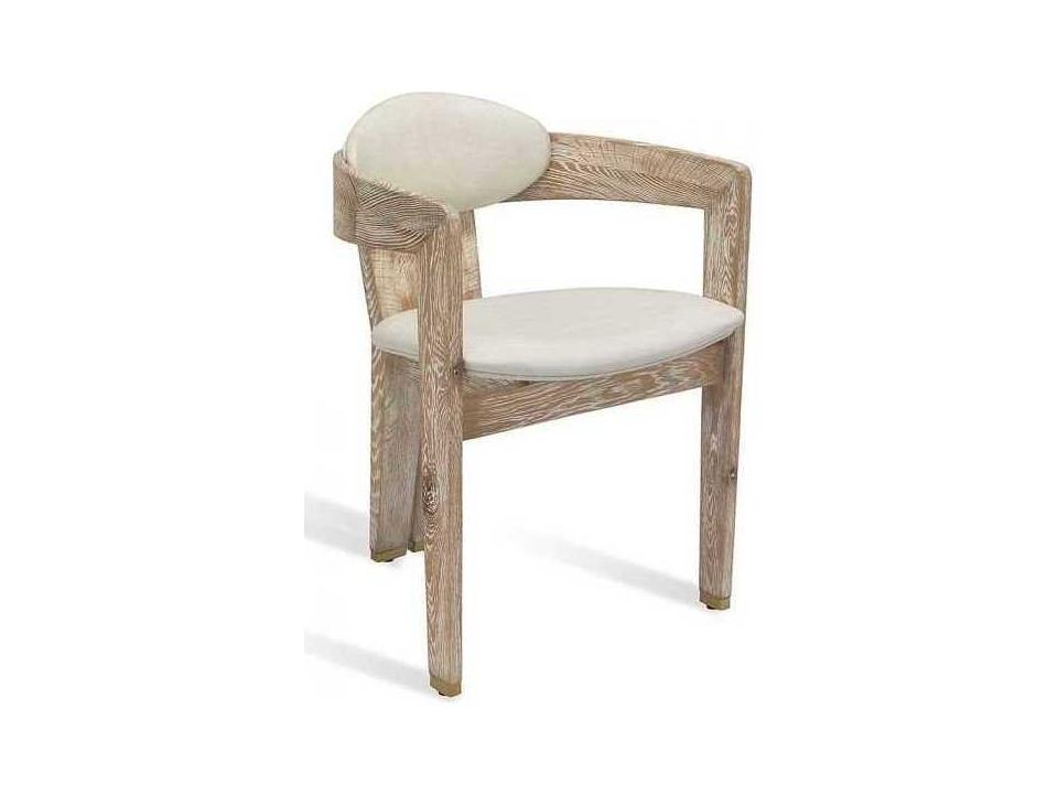 Maryl Upholstered Dining Armchair in Whitewash and Distressed Cream