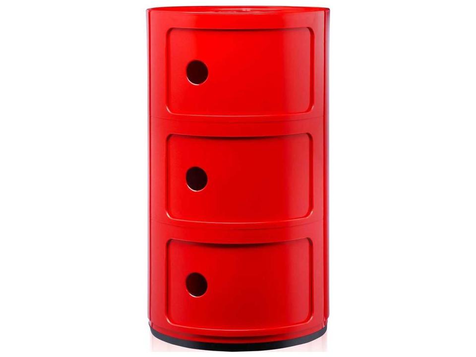Componibili Round 3-Element ABS Storage Unit in Red