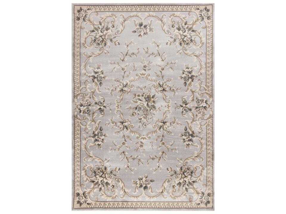 Avalon Light Grey Machine-Woven Polypropylene Area Rug with Aubusson Design