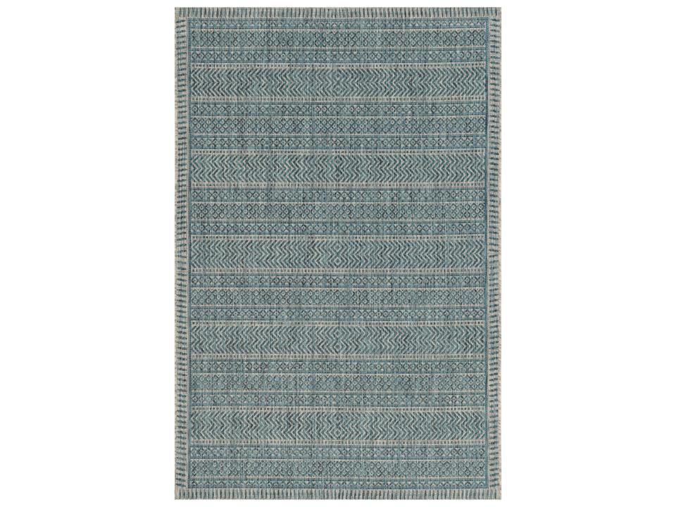 Provo Indoor Outdoor Area Rug with Teal Horizon Design