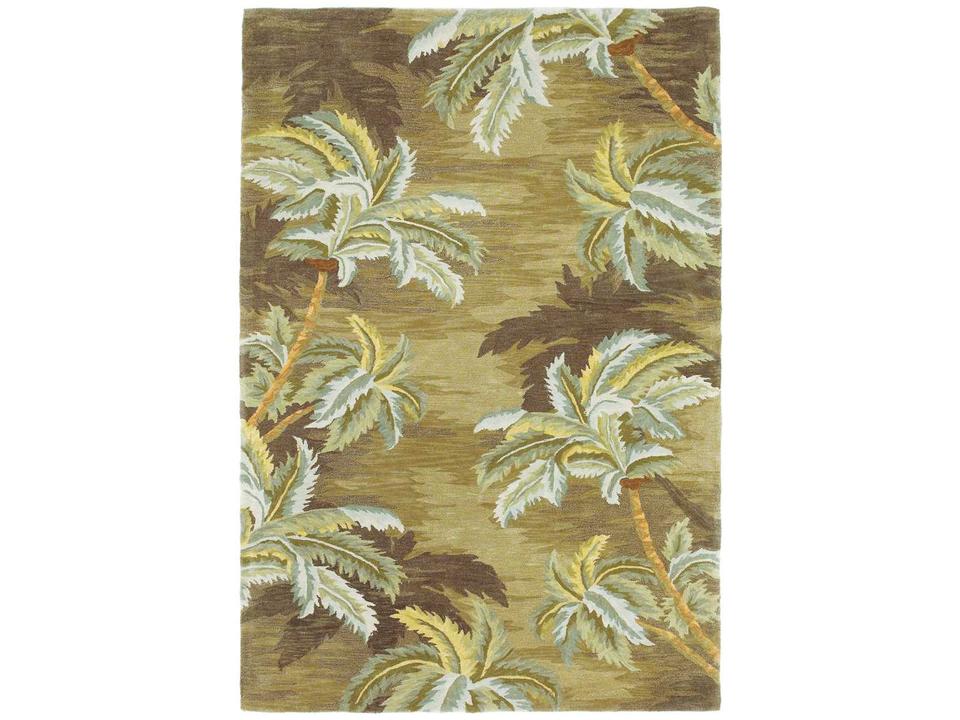 Sparta Moss Palm Trees Hand-Tufted Wool Area Rug with Antiqued Finish