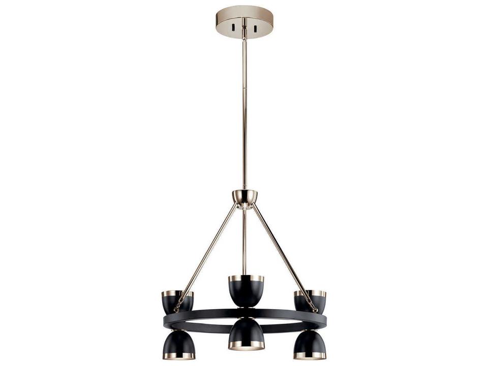 Baland 6-Light LED Chandelier Black with Frosted Acrylic Shades