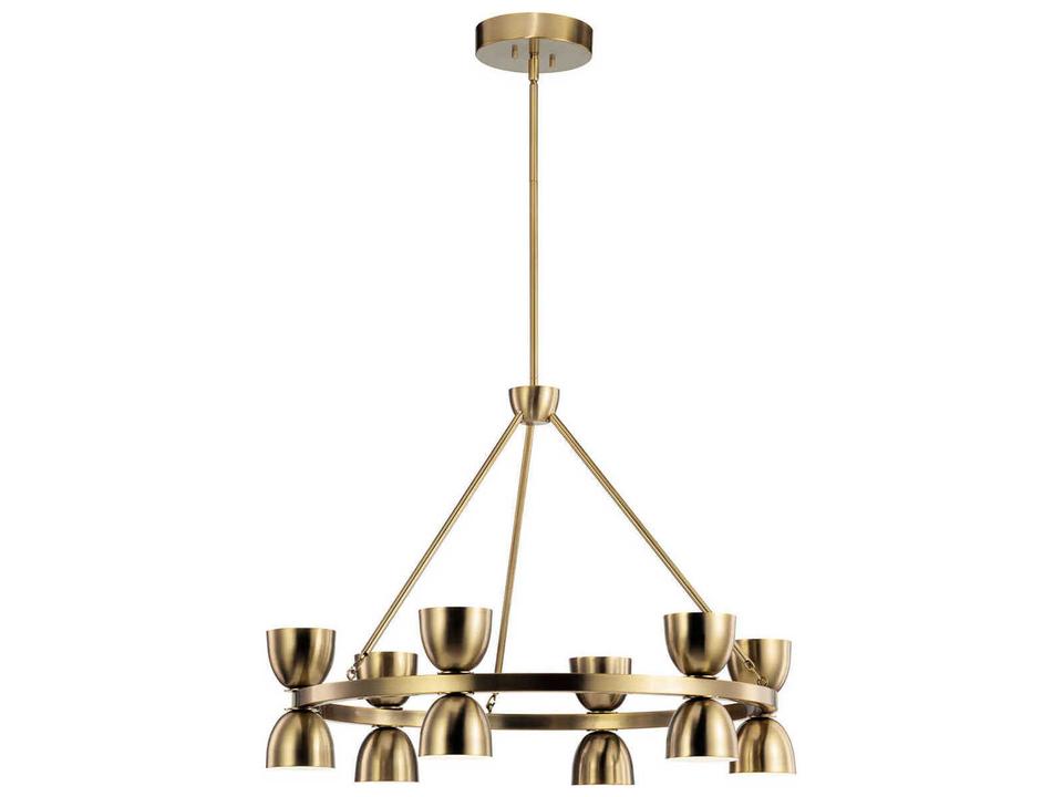 Baland 12-Light Integrated LED Round Chandelier in Brushed Natural Brass