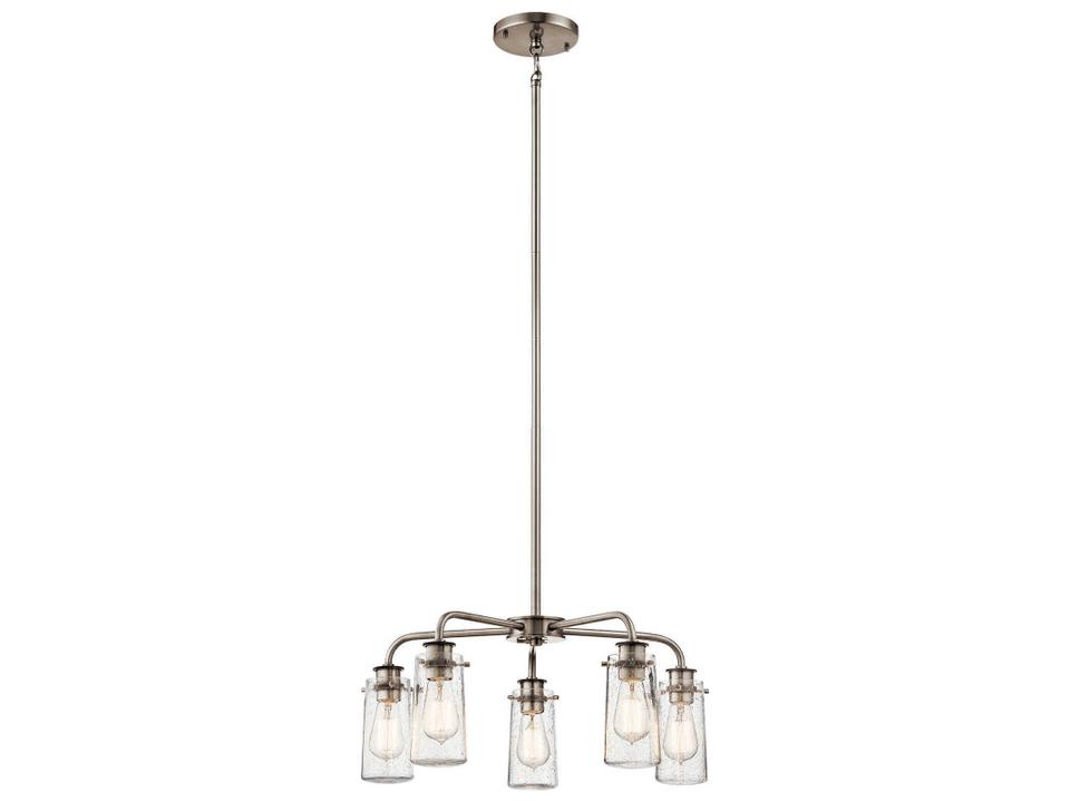 Braelyn 5-Light Chandelier in Classic Pewter with Clear Seeded Glass