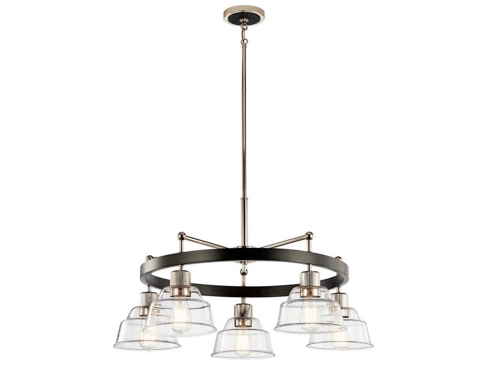 Eastmont 5-Light Polished Nickel Chandelier with Clear Glass Shades