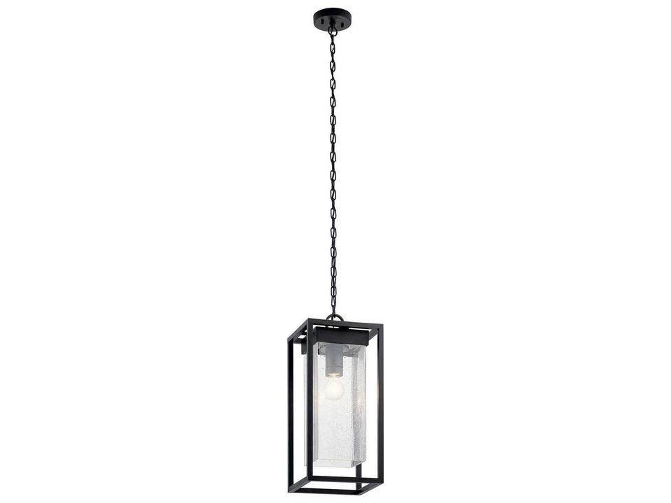 Mercer 1-Light Outdoor Hanging Pendant in Black with Silver Highlights