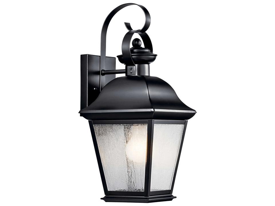 Mount Vernon 1-Light Outdoor Wall Light in Black with Clear Seeded Glass