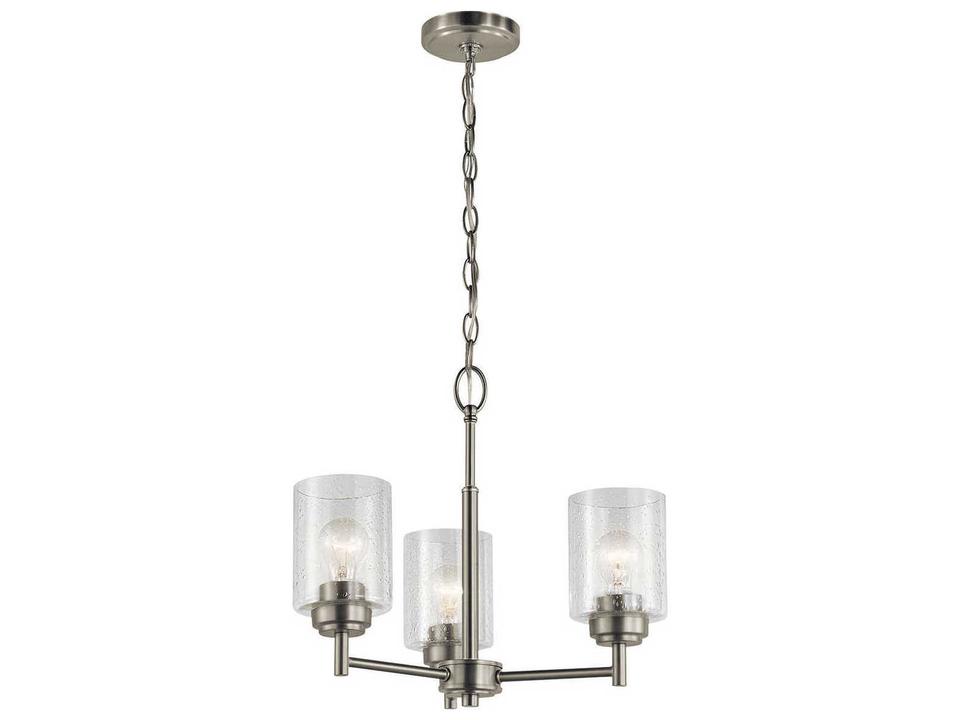 Winslow 3-Light Brushed Nickel Chandelier with Clear Seeded Glass