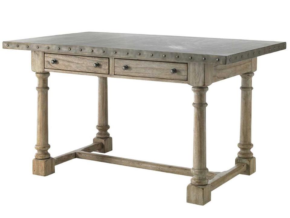 Twilight Bay Shelter Island Rectangle Bistro Table in Driftwood with Stainless Steel Top