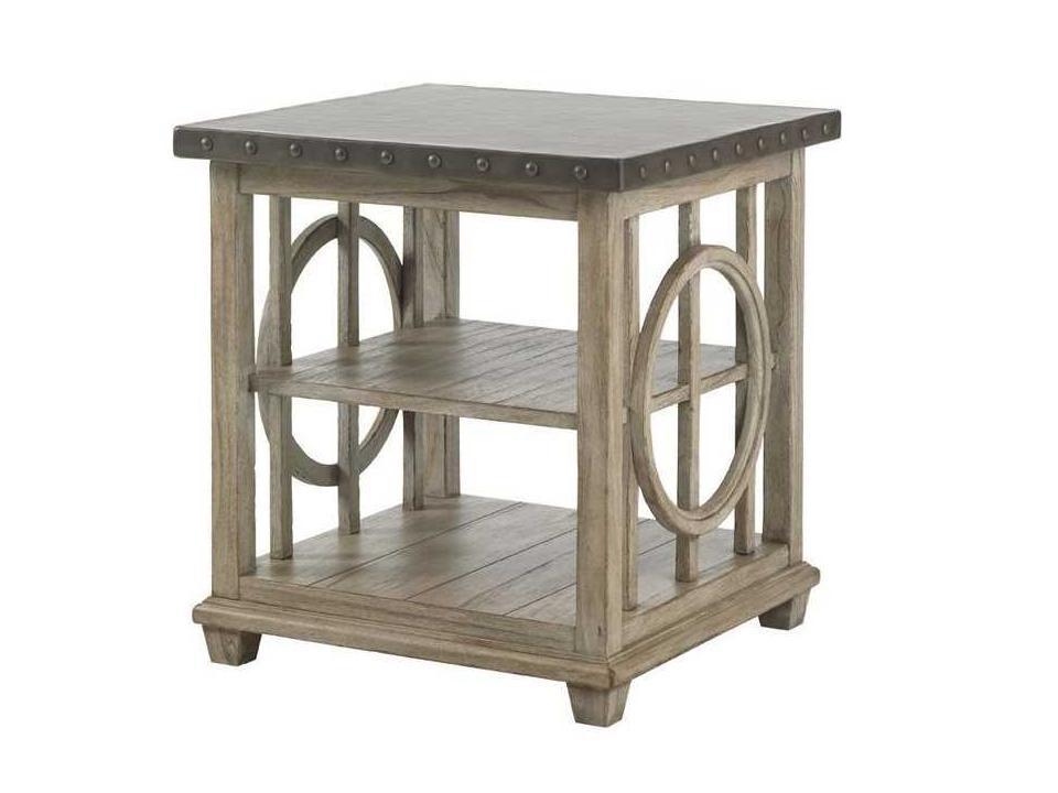 Twilight Bay Square Metal End Table in Weathered Taupe-Gray