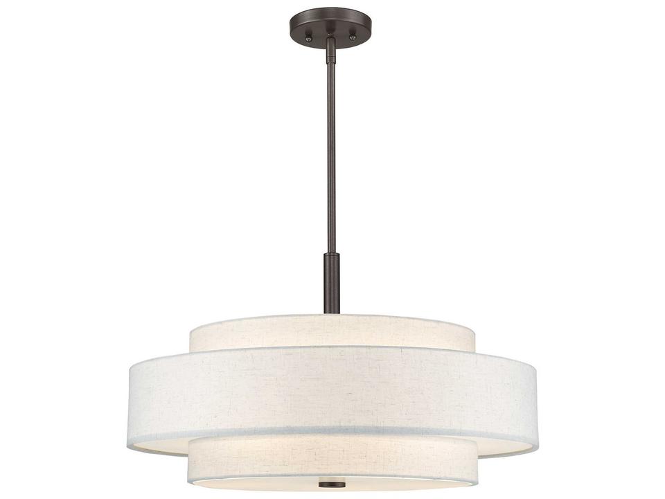 Meridian 5-Light English Bronze Cylinder Drum Pendant