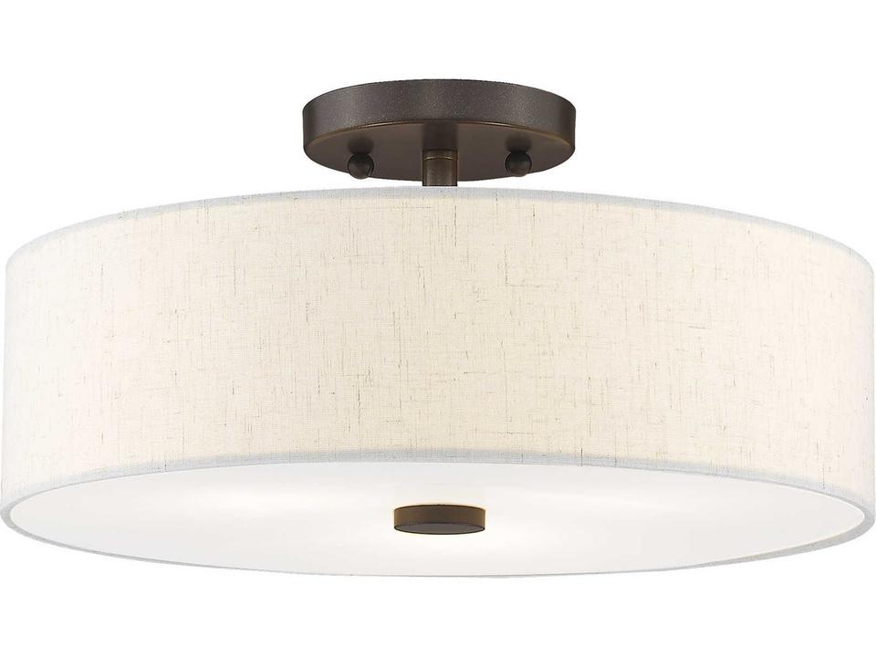 Meridian 3-Light Semi-Flush Mount Ceiling Light in English Bronze